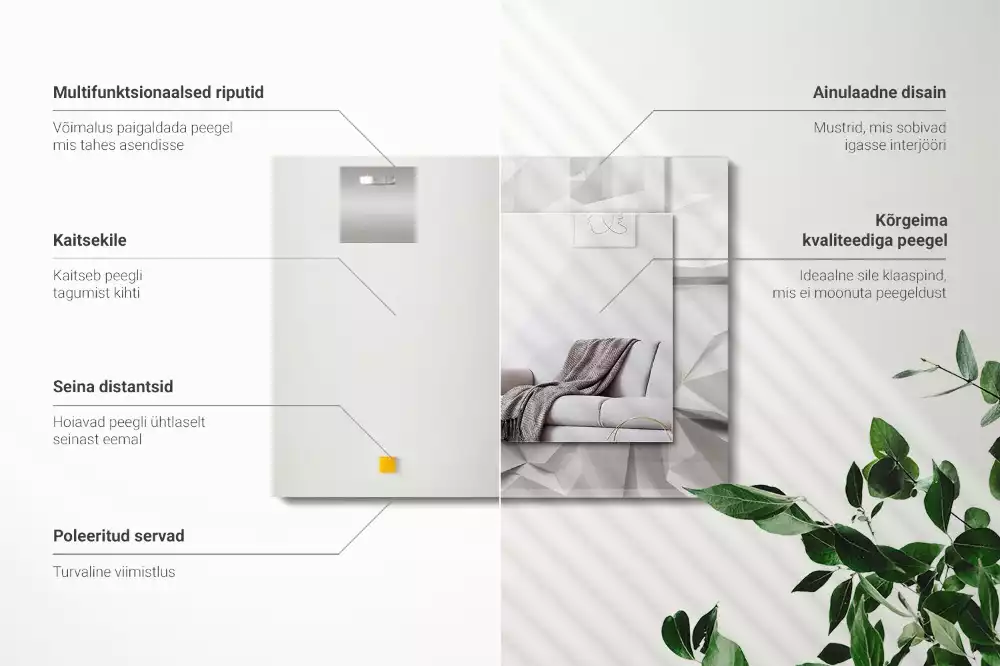 Obdélníkové zrcadlo s dekorem abstraktní geometrické tvary