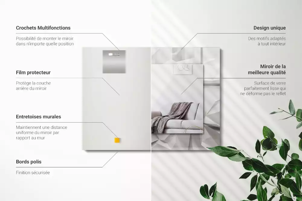 Obdélníkové zrcadlo s dekorem abstraktní geometrické tvary