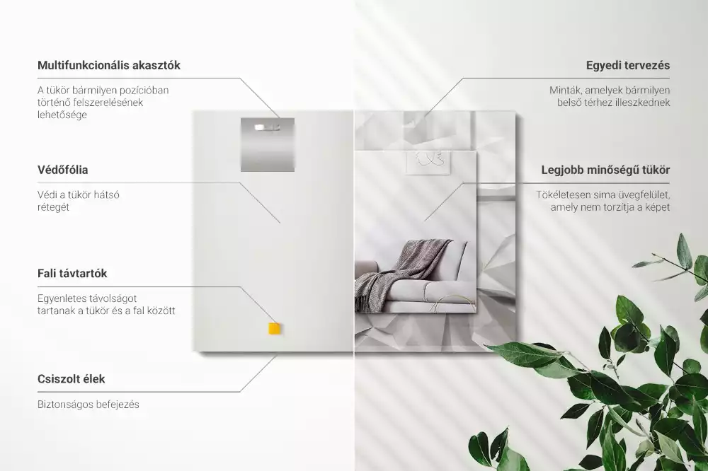 Obdélníkové zrcadlo s dekorem abstraktní geometrické tvary