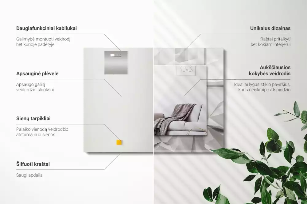 Obdélníkové zrcadlo s dekorem abstraktní geometrické tvary