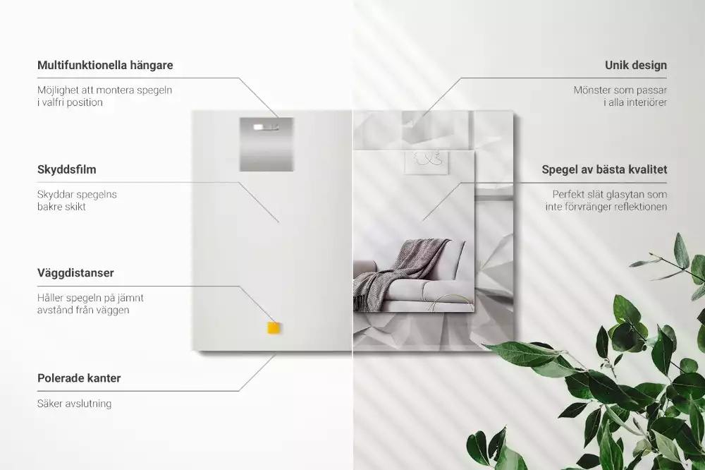 Obdélníkové zrcadlo s dekorem abstraktní geometrické tvary