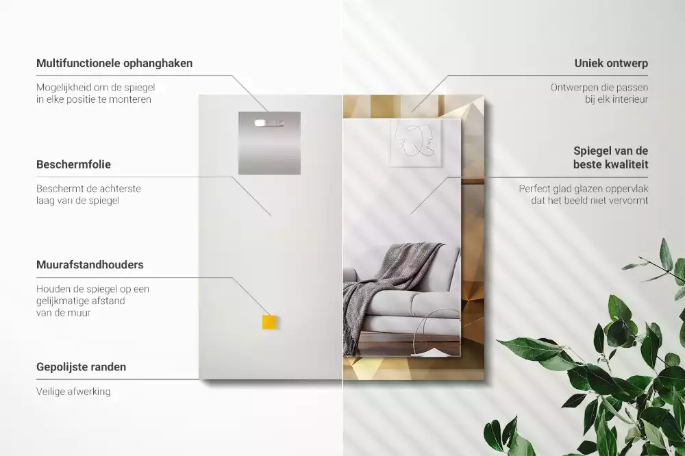 Obdélníkové dekorační zrcadlo na zeď geometrické tvary