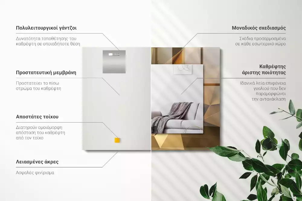 Obdélníkové dekorační zrcadlo na zeď geometrické tvary