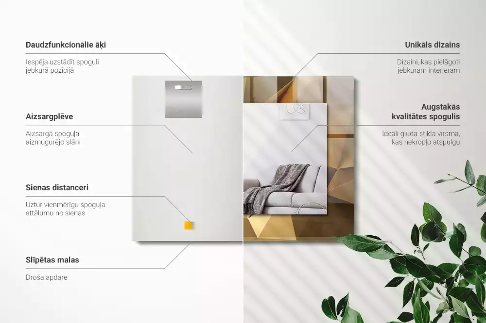 Obdélníkové dekorační zrcadlo na zeď geometrické tvary
