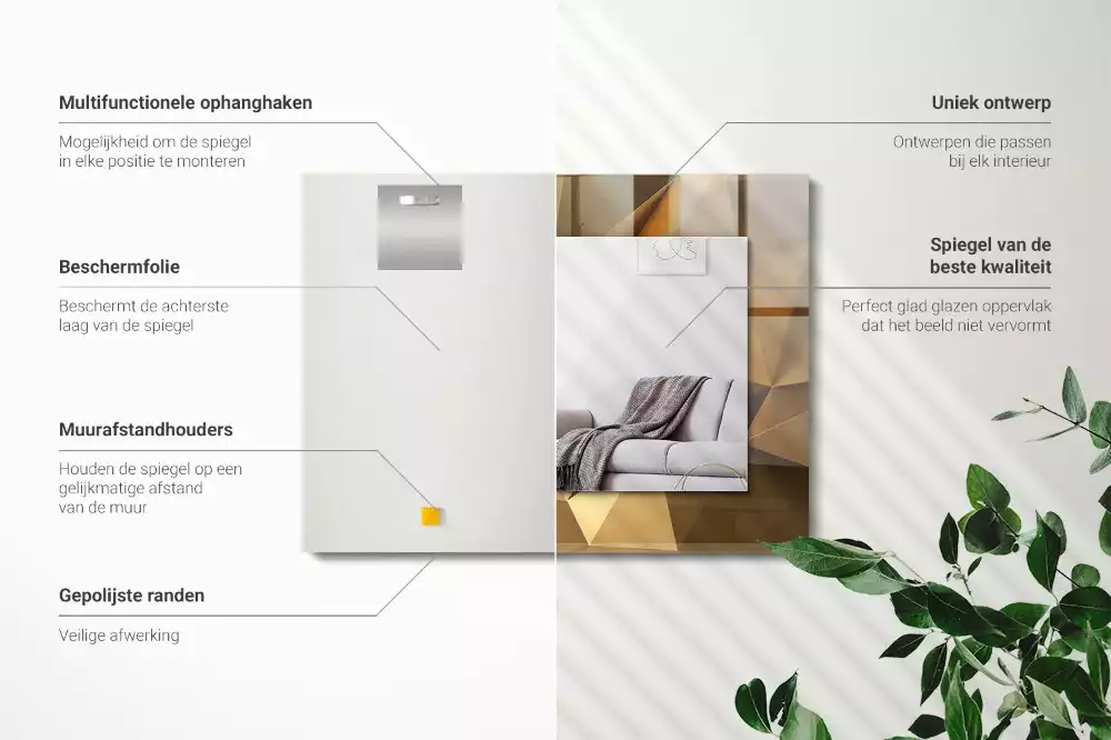Obdélníkové dekorační zrcadlo na zeď geometrické tvary