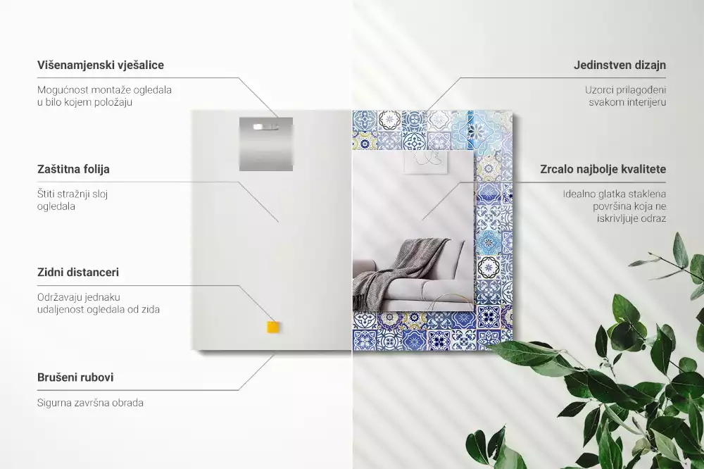 Obdélníkové dekorační zrcadlo na zeď marocké motivy