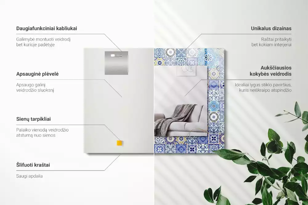 Obdélníkové dekorační zrcadlo na zeď marocké motivy
