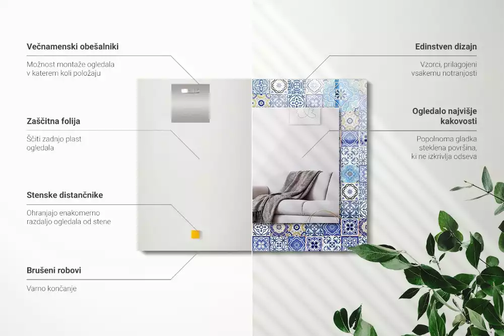Obdélníkové dekorační zrcadlo na zeď marocké motivy
