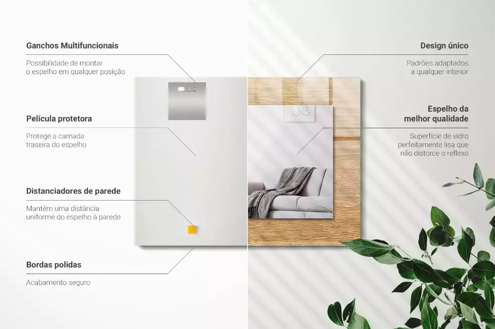 Obdélníkové dekorační zrcadlo na zeď dřevo s výraznou strukturou