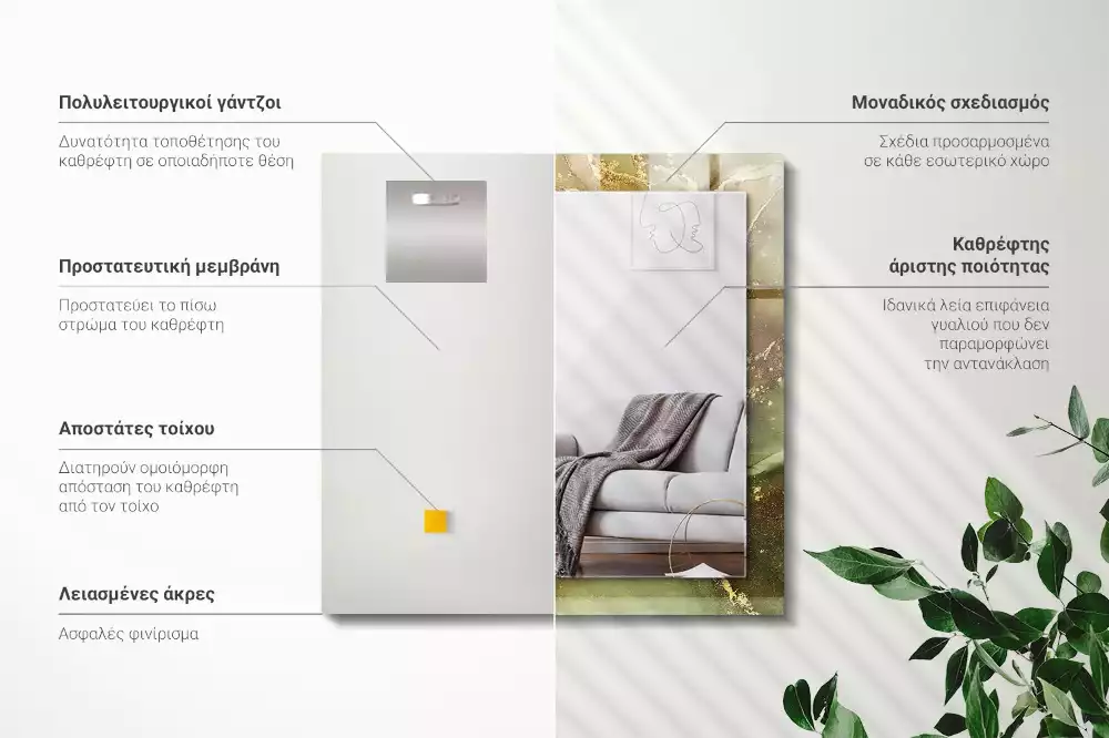 Obdélníkové dekorační zrcadlo na zeď abstraktní umění
