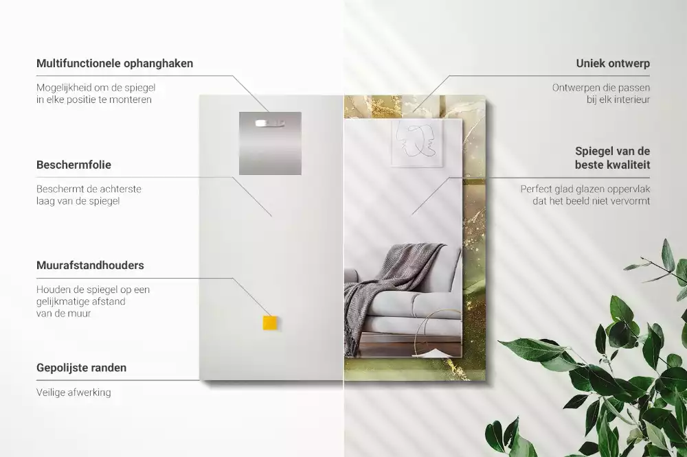 Obdélníkové dekorační zrcadlo na zeď abstraktní umění