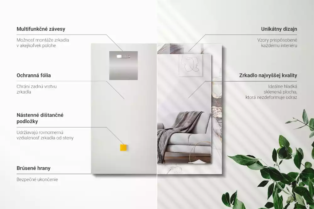 Obdélníkové dekorační zrcadlo na zeď mramorové abstraktní umění