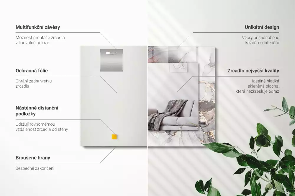 Obdélníkové dekorační zrcadlo na zeď mramorové abstraktní umění
