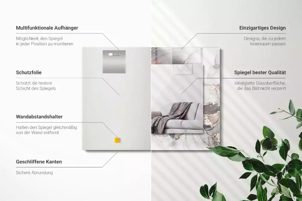 Obdélníkové dekorační zrcadlo na zeď mramorové abstraktní umění
