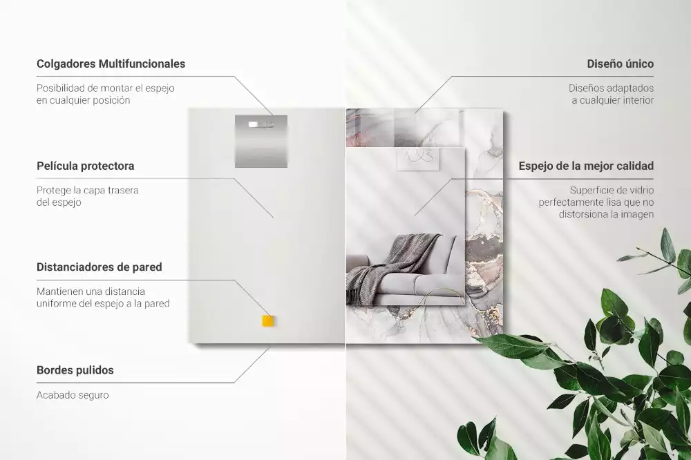 Obdélníkové dekorační zrcadlo na zeď mramorové abstraktní umění