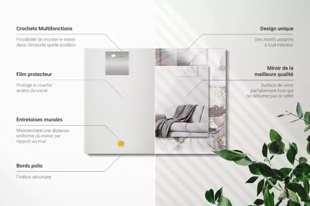 Obdélníkové dekorační zrcadlo na zeď mramorové abstraktní umění