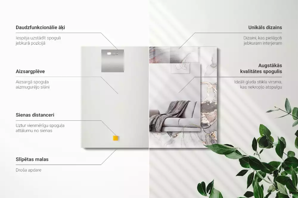 Obdélníkové dekorační zrcadlo na zeď mramorové abstraktní umění