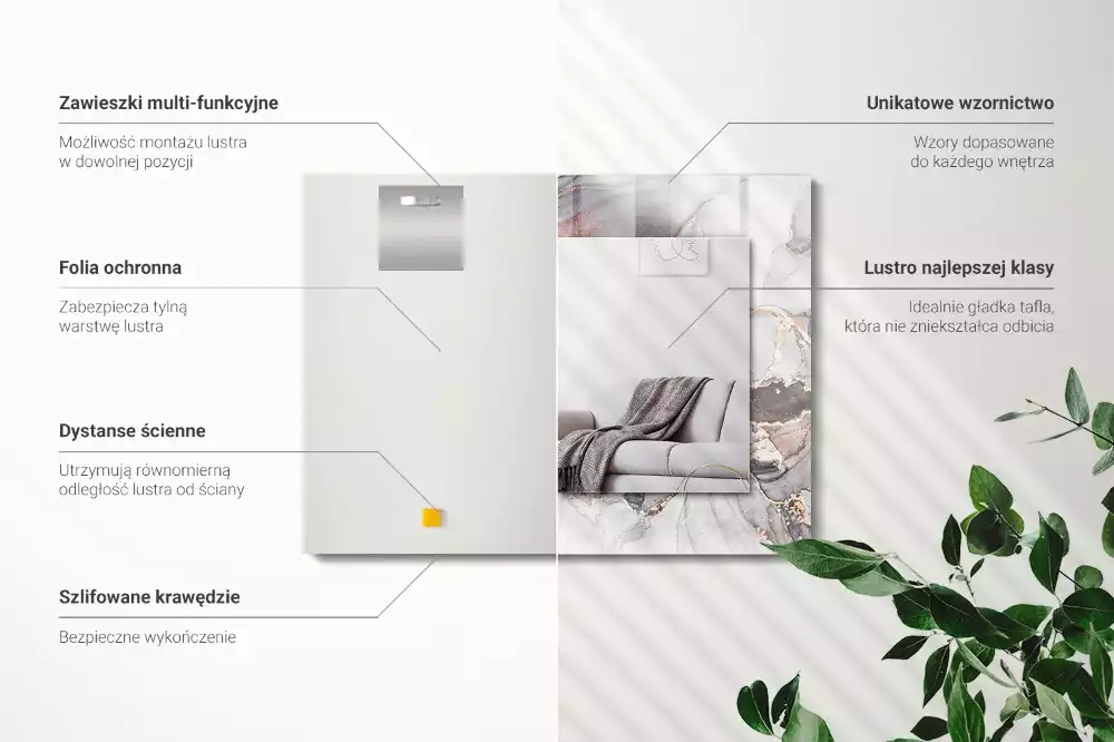Obdélníkové dekorační zrcadlo na zeď mramorové abstraktní umění