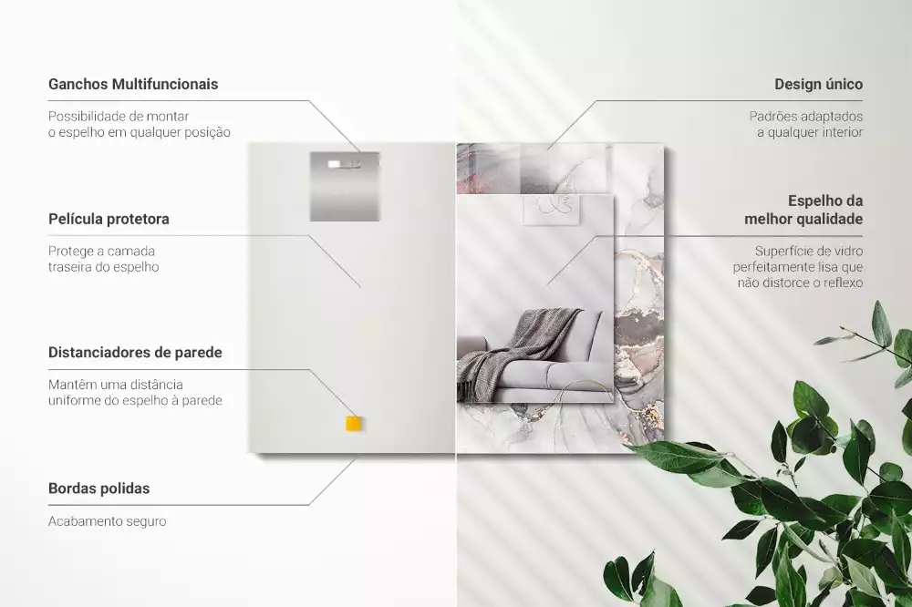 Obdélníkové dekorační zrcadlo na zeď mramorové abstraktní umění