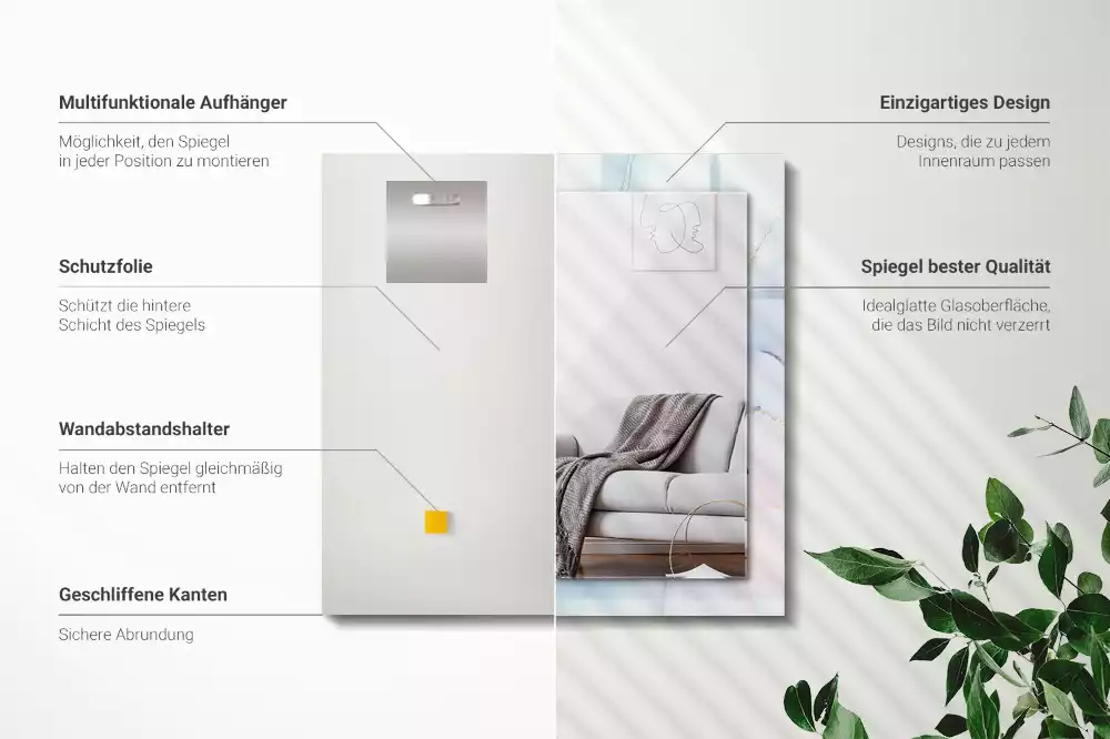 Obdélníkové zrcadlo rám s potiskem akvarelová abstrakce