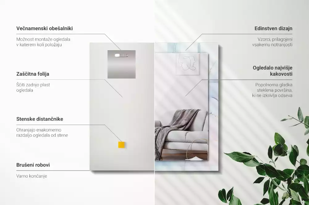 Obdélníkové zrcadlo rám s potiskem akvarelová abstrakce