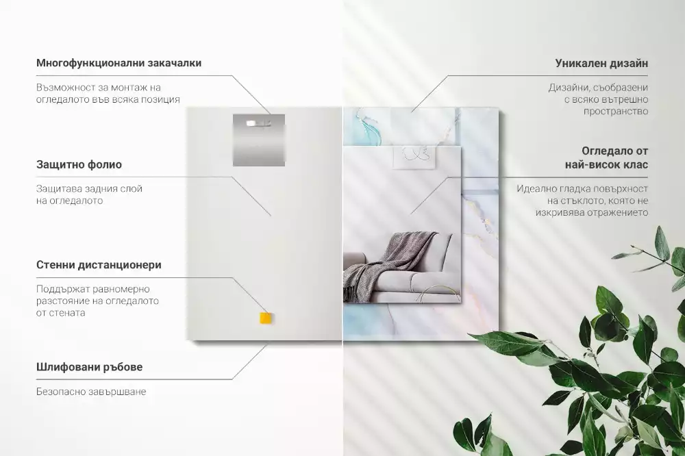 Obdélníkové zrcadlo rám s potiskem akvarelová abstrakce