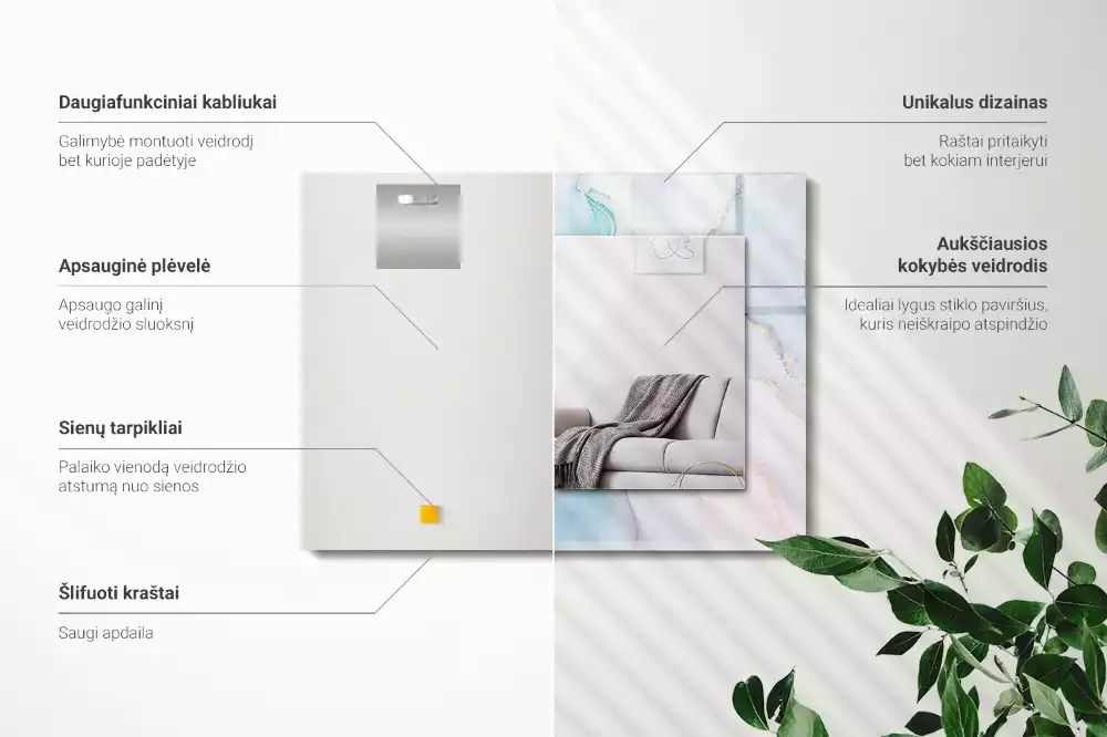 Obdélníkové zrcadlo rám s potiskem akvarelová abstrakce