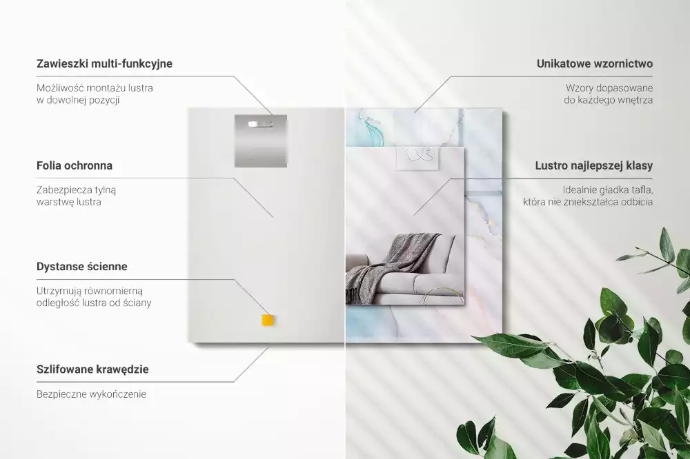 Obdélníkové zrcadlo rám s potiskem akvarelová abstrakce