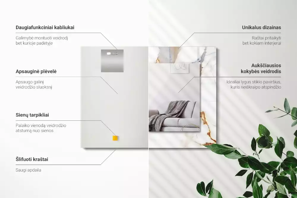 Obdélníkové dekorační zrcadlo na zeď žilkovaný mramor