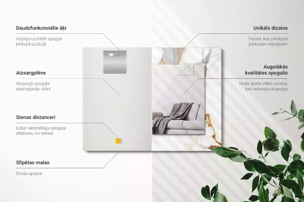 Obdélníkové dekorační zrcadlo na zeď žilkovaný mramor