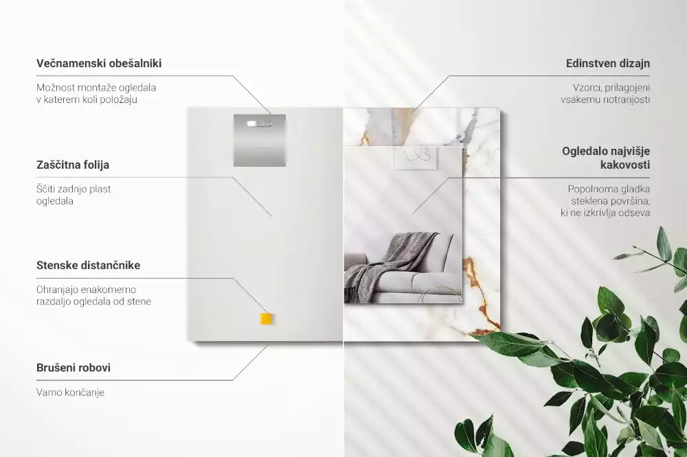 Obdélníkové dekorační zrcadlo na zeď žilkovaný mramor