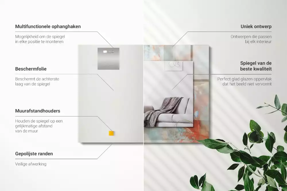 Obdélníkové zrcadlo rám s potiskem abstraktní barevná struktura