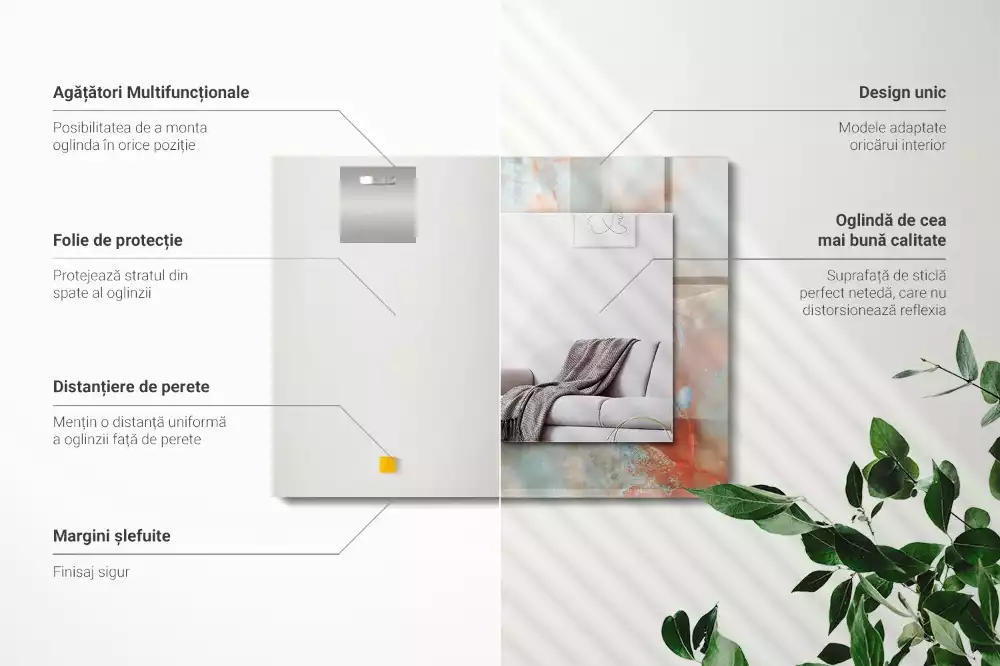 Obdélníkové zrcadlo rám s potiskem abstraktní barevná struktura