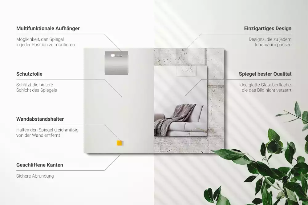 Obdélníkové zrcadlo s dekorem popraskaná betonová zeď