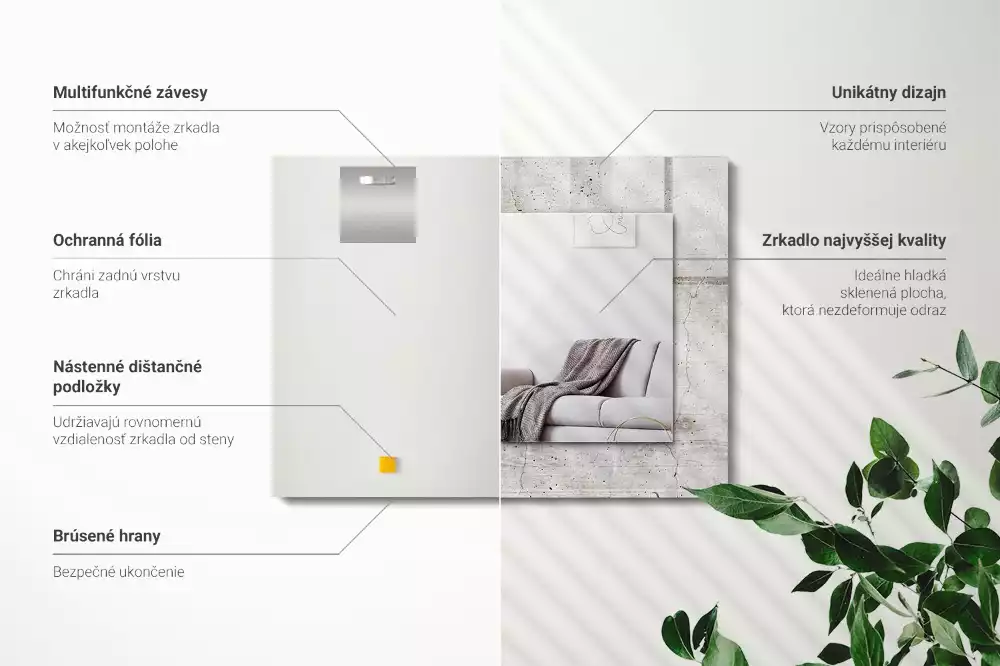 Obdélníkové zrcadlo s dekorem popraskaná betonová zeď