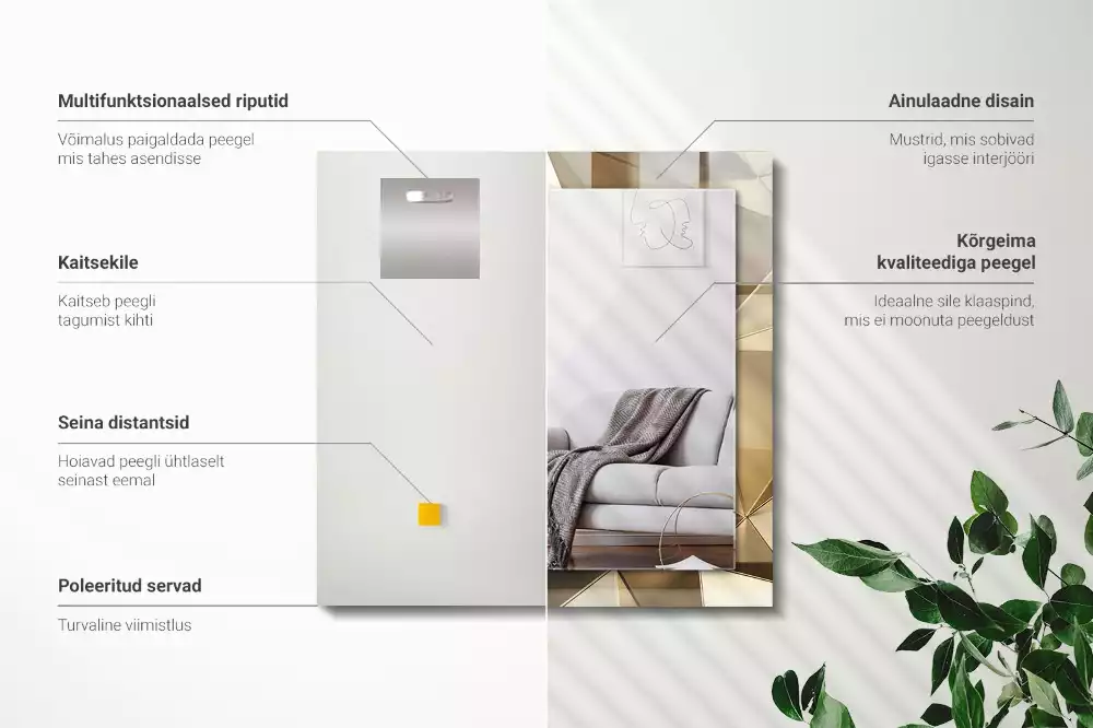 Obdélníkové dekorační zrcadlo na zeď geometrické tvary