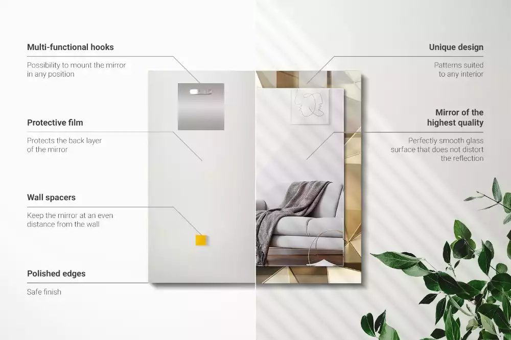 Obdélníkové dekorační zrcadlo na zeď geometrické tvary