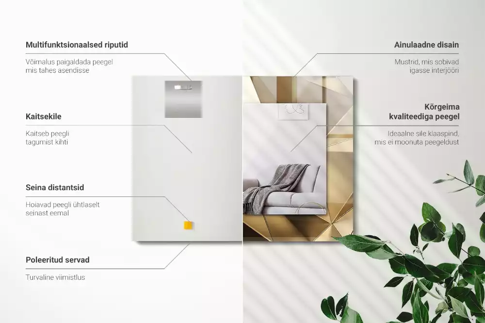 Obdélníkové dekorační zrcadlo na zeď geometrické tvary