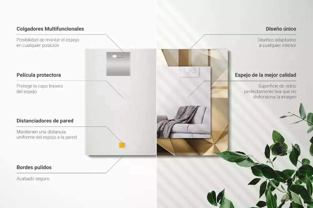 Obdélníkové dekorační zrcadlo na zeď geometrické tvary