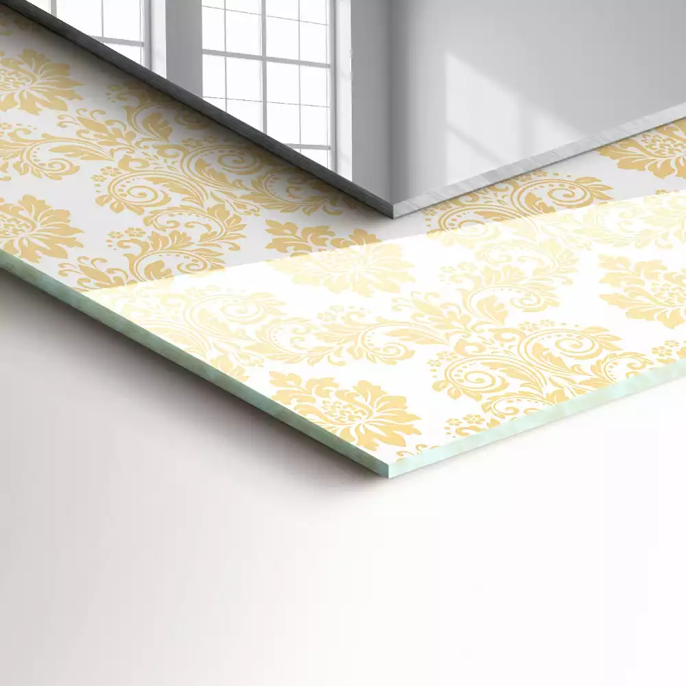 Obdélníkové zrcadlo rám s potiskem zlatá ornamentika