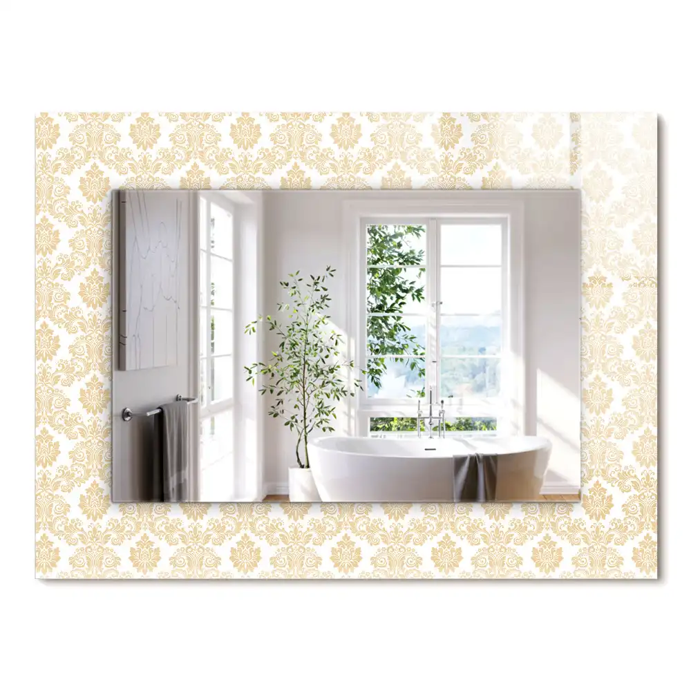Obdélníkové zrcadlo rám s potiskem zlatá ornamentika