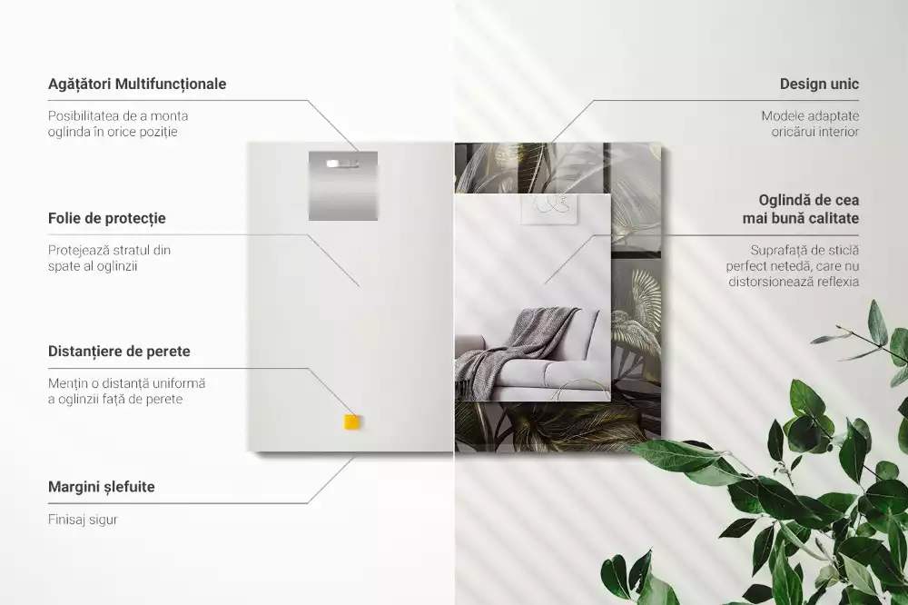 Obdélníkové dekorační zrcadlo na zeď květiny s kolibříky