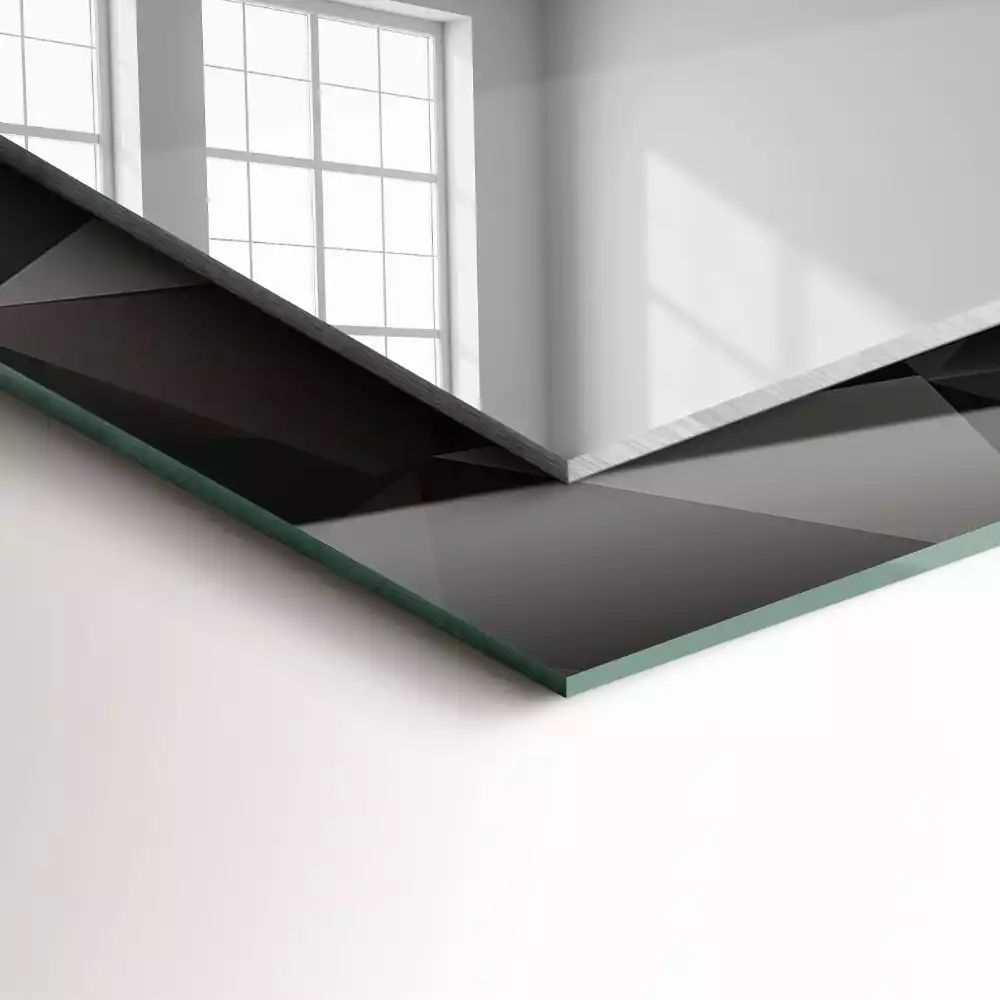 Obdélníkové zrcadlo s dekorem černé geometrické tvary