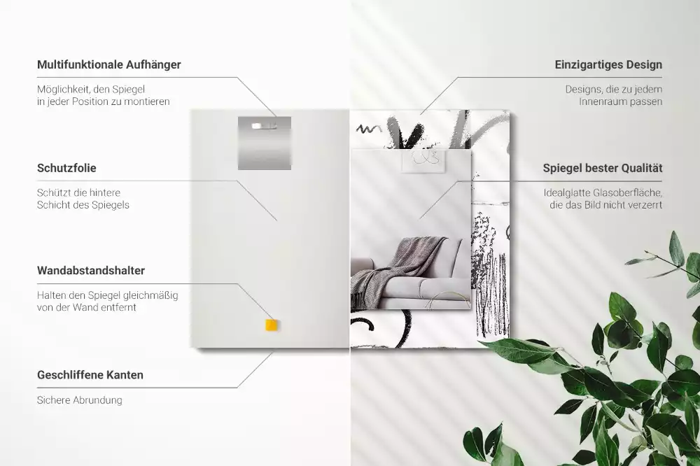 Obdélníkové zrcadlo rám s potiskem abstraktní moderní vlnovky