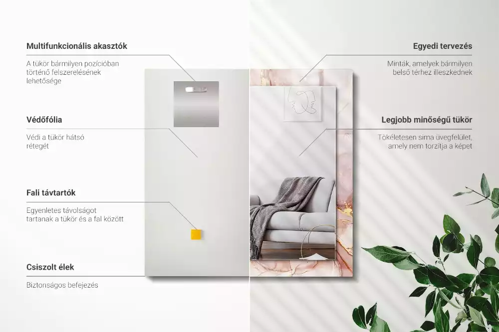 Obdélníkové zrcadlo rám s potiskem akvarelové abstraktní umění