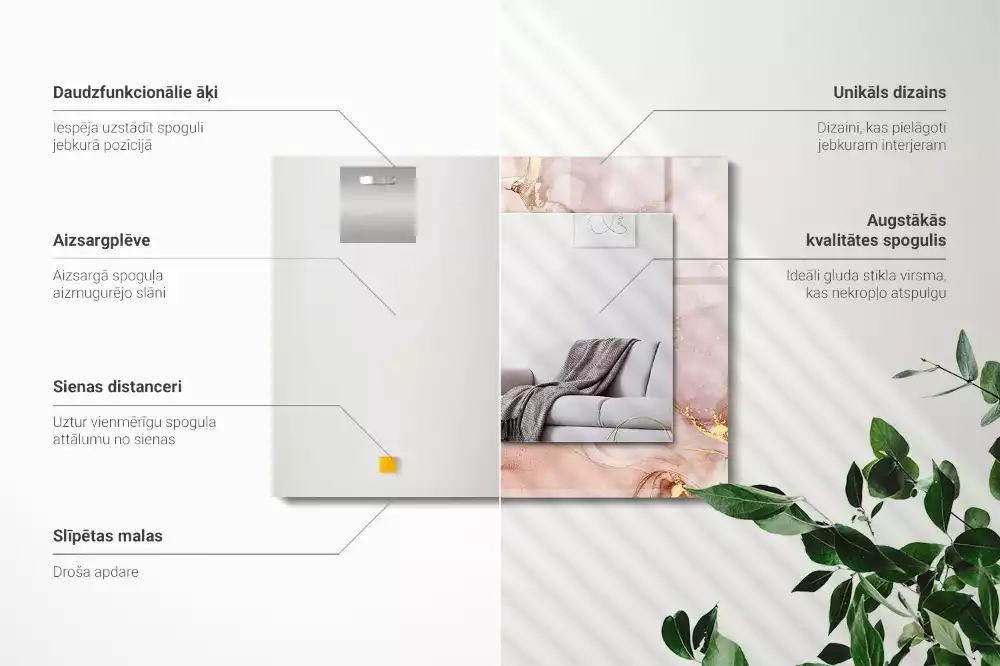 Obdélníkové zrcadlo rám s potiskem akvarelové abstraktní umění
