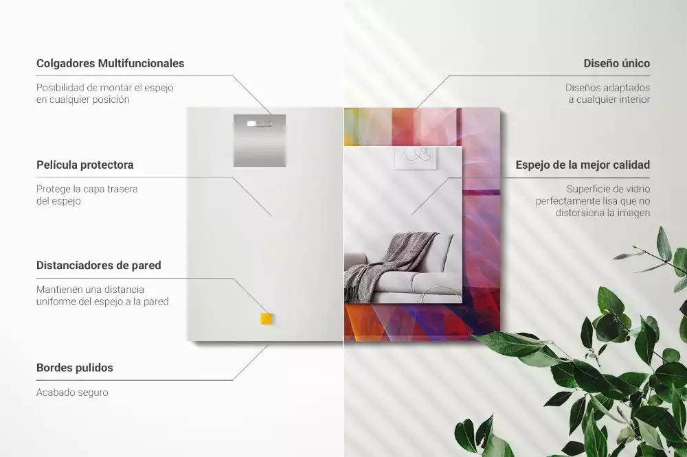 Obdélníkové zrcadlo s dekorem barevná abstraktní spirála