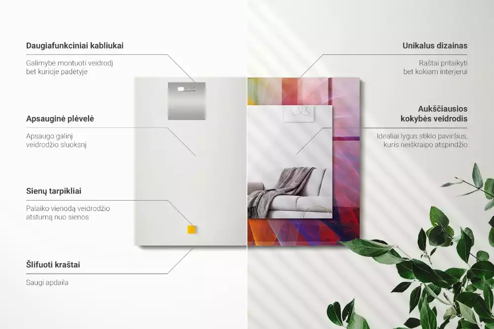 Obdélníkové zrcadlo s dekorem barevná abstraktní spirála