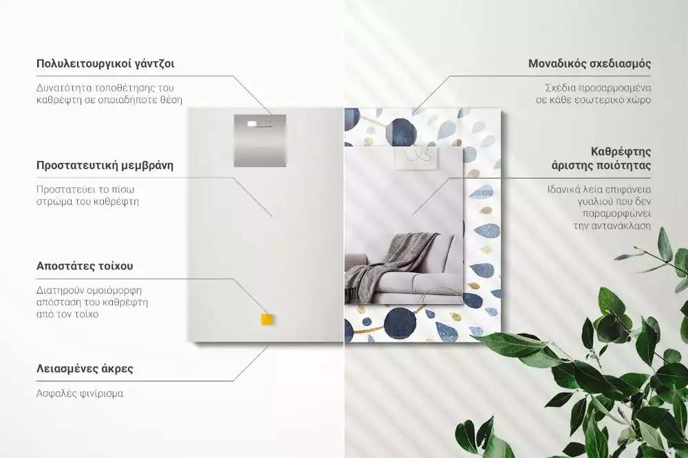 Obdélníkové zrcadlo rám s potiskem abstraktní motiv mandaly