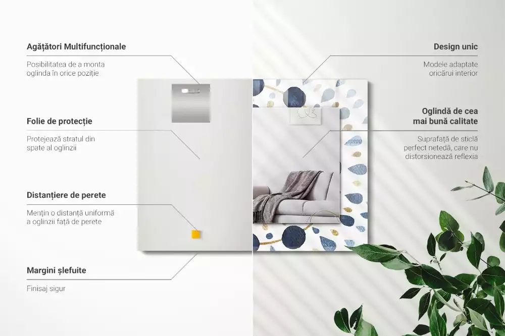 Obdélníkové zrcadlo rám s potiskem abstraktní motiv mandaly